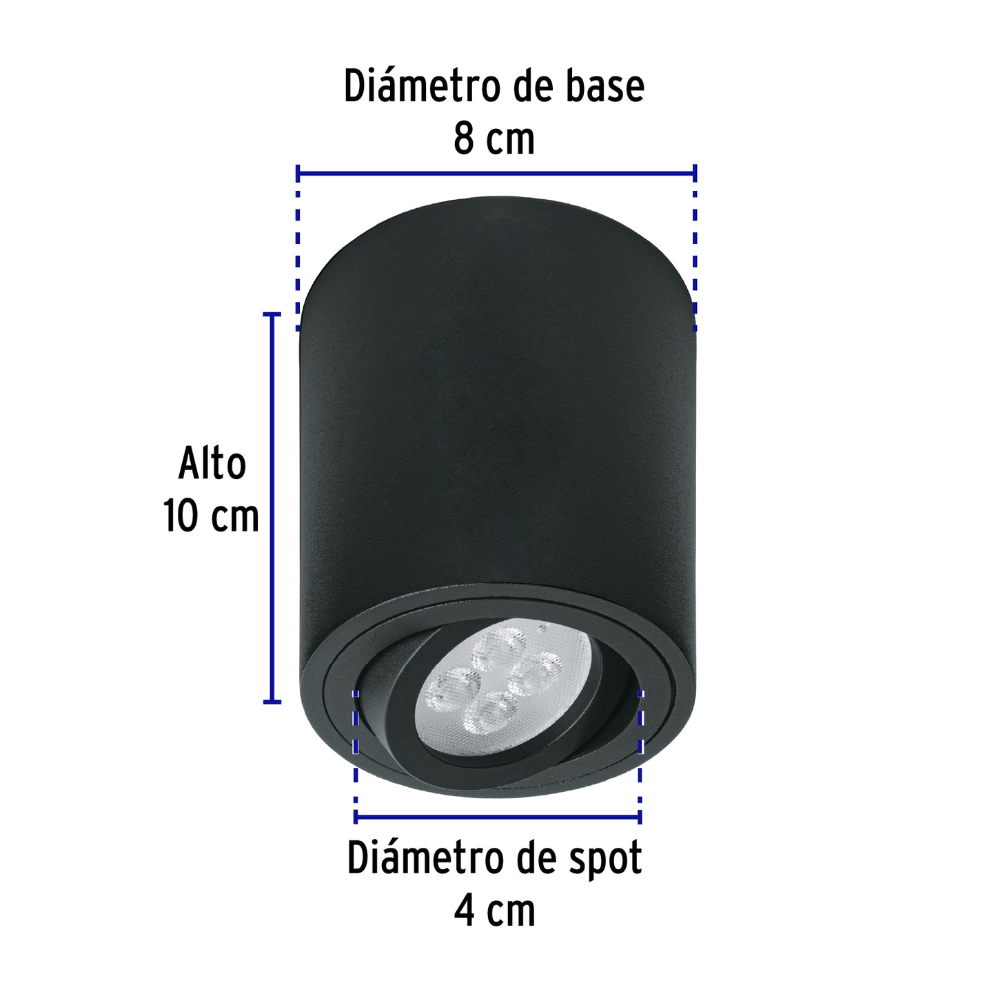 Luminario de sobreponer con spot dirigible, redondo, negro