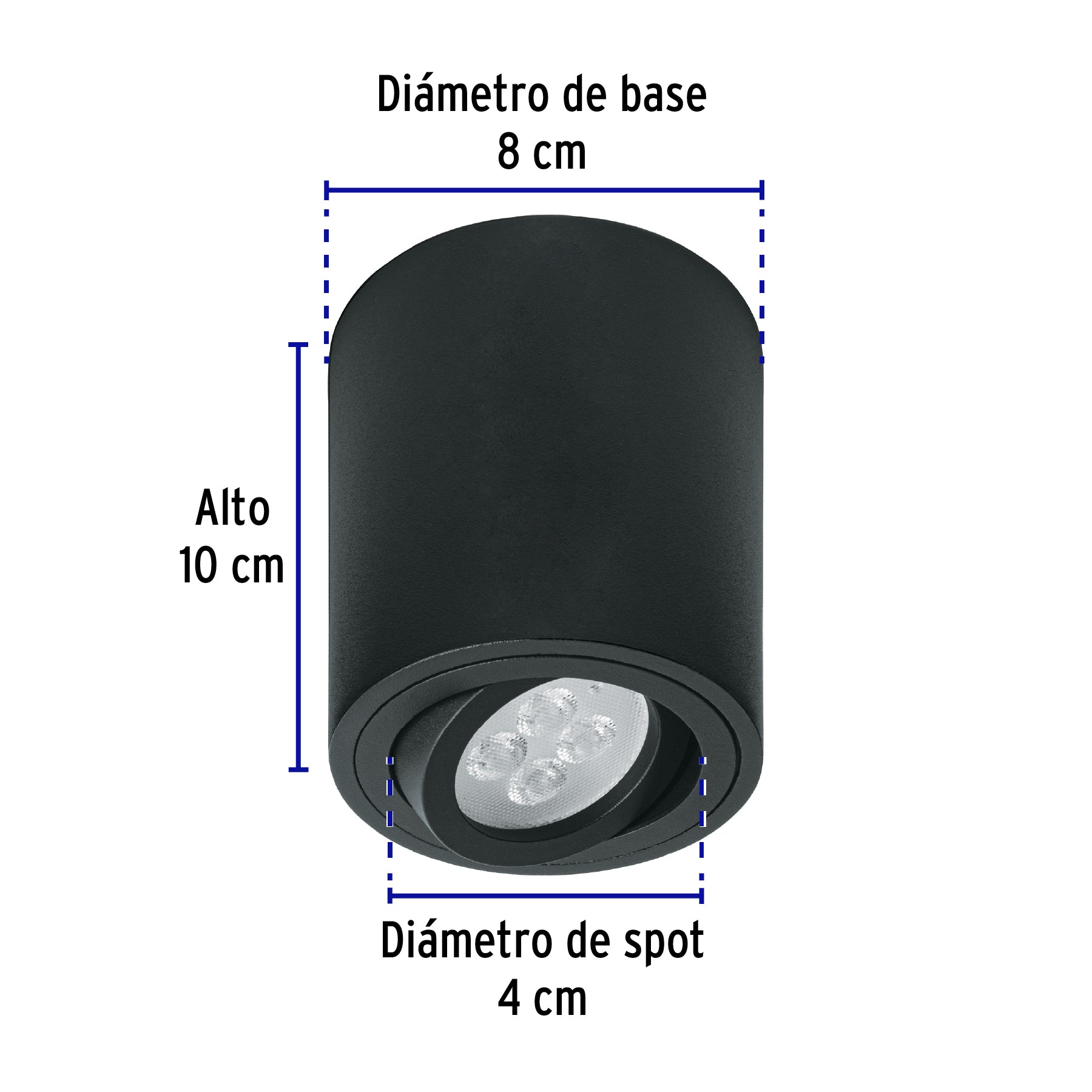 Luminario de sobreponer con spot dirigible, redondo, negro