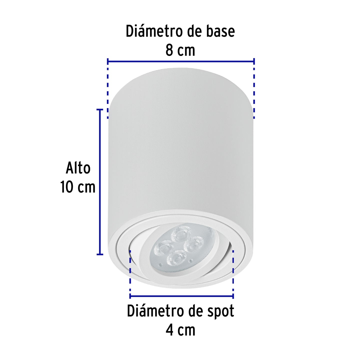 Luminario de sobreponer con spot dirigible, redondo, blanco