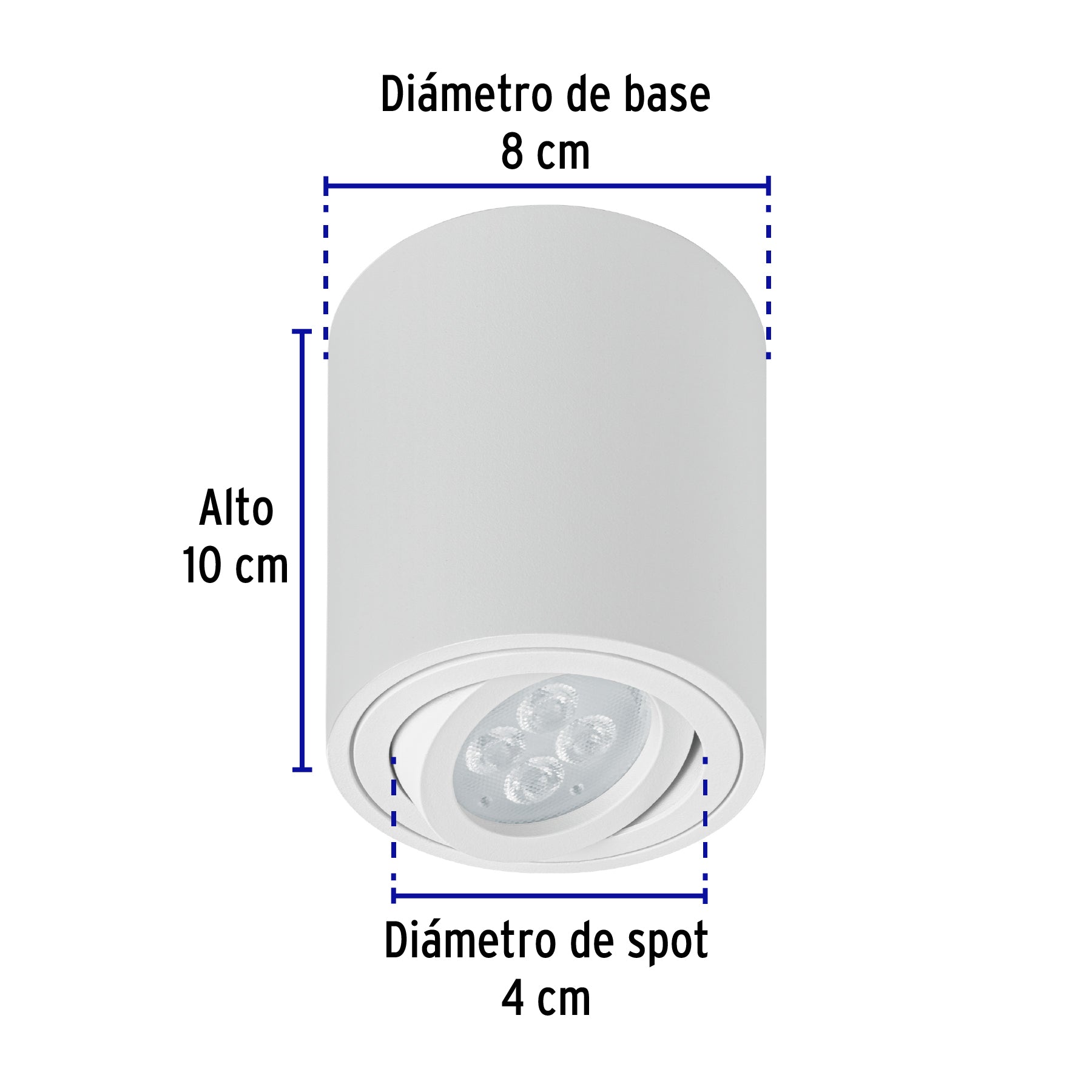 Luminario de sobreponer con spot dirigible, redondo, blanco