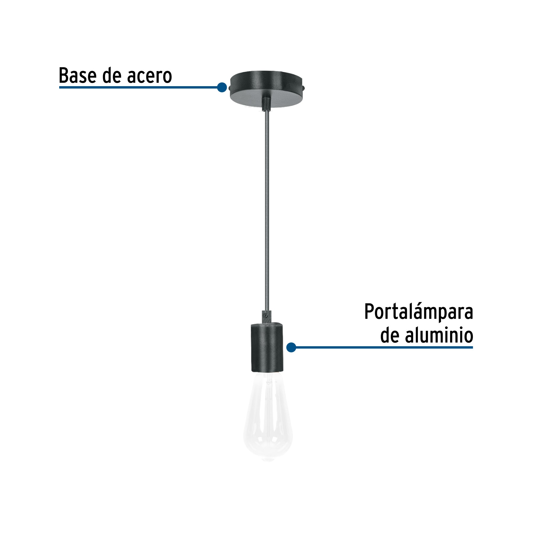 Socket colgante metálico, negro, VOLTECK