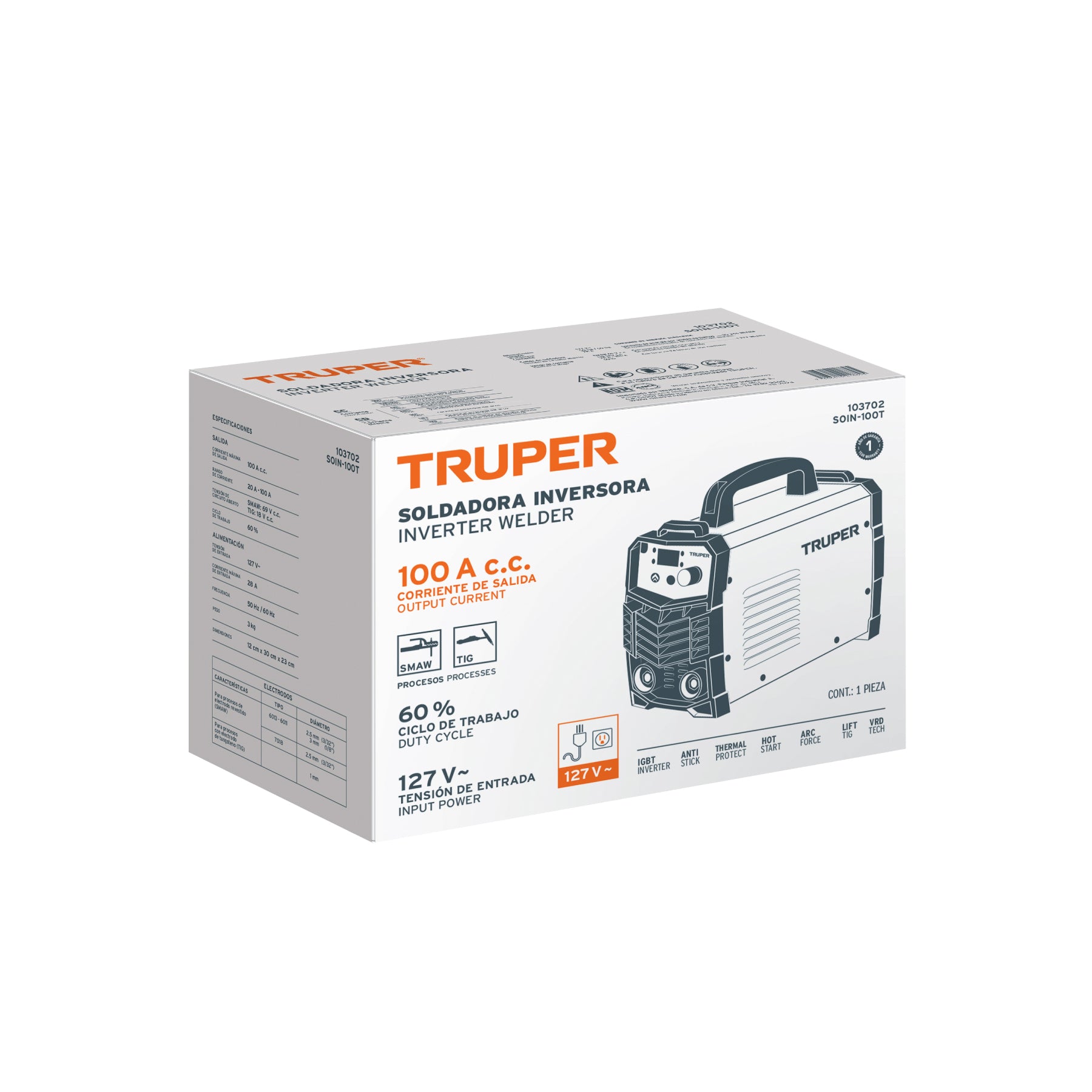 Soldadora inversora 100A, 127V, TRUPER