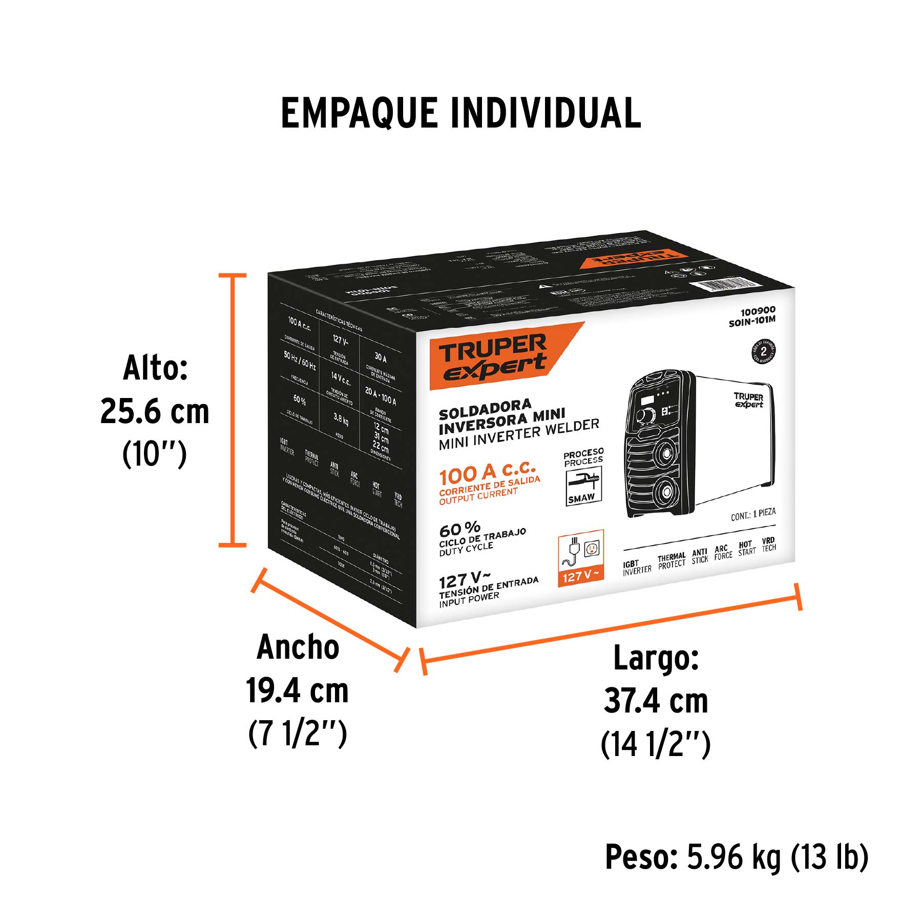 Soldadora inversora mini, 100 A, 127 V