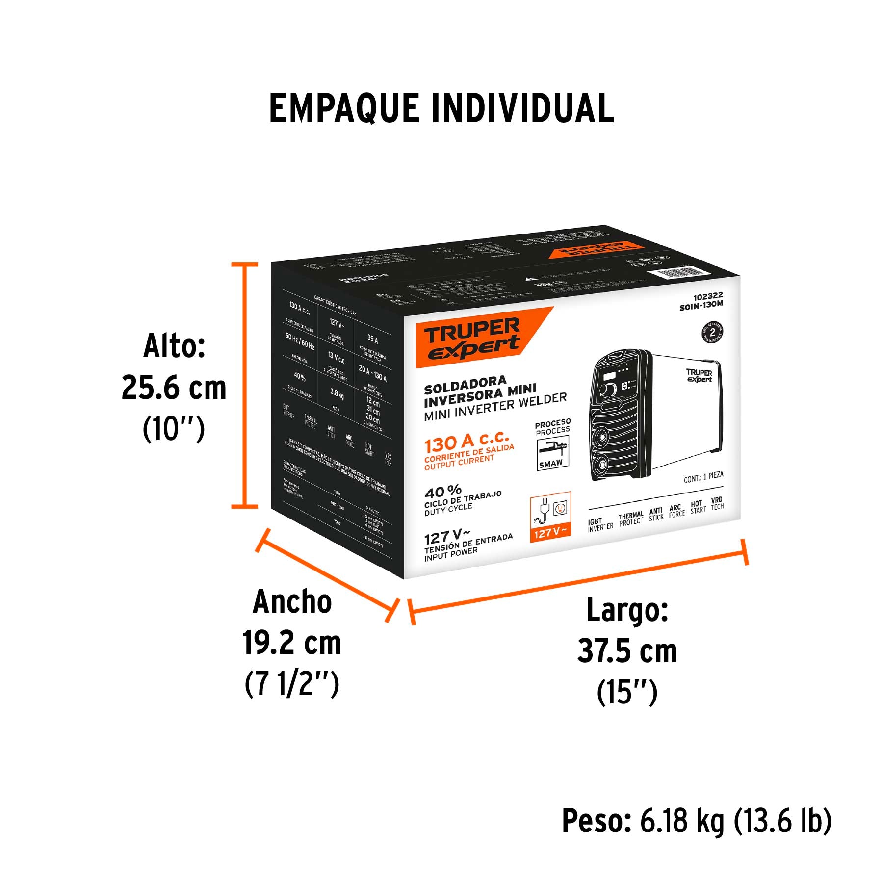Mini soldadora inversora 130 A, 127V, Truper