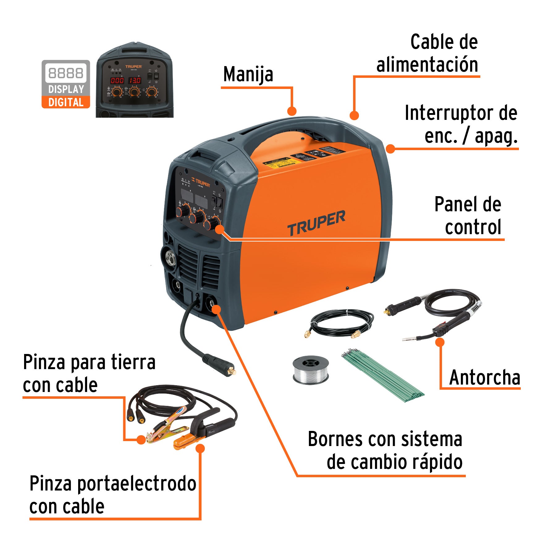 Soldadora para microalambre y electrodo, 130 Amps