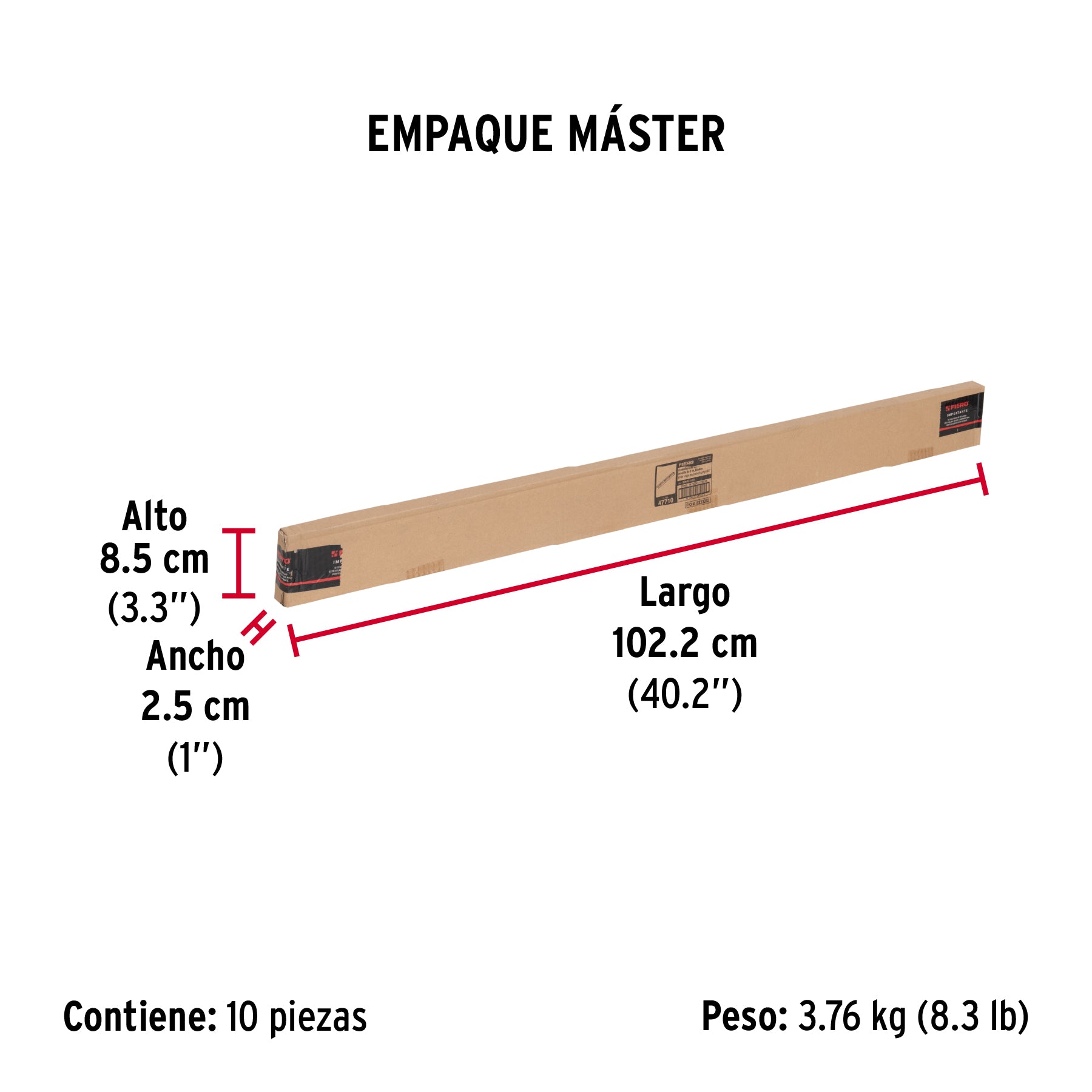 Cremallera sencilla blanca para ménsulas planas, 1m