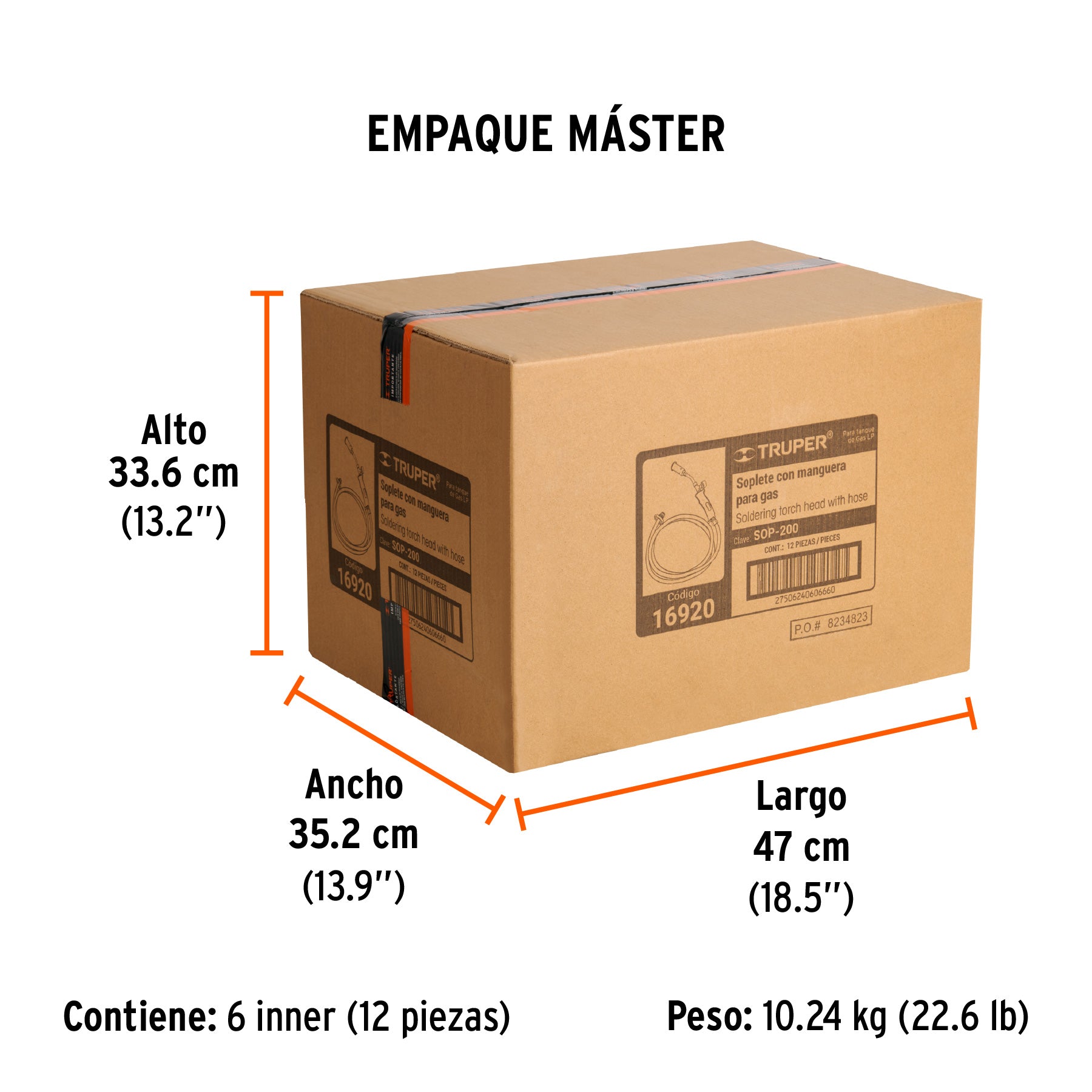 Soplete con manguera para gas, 200 PSI