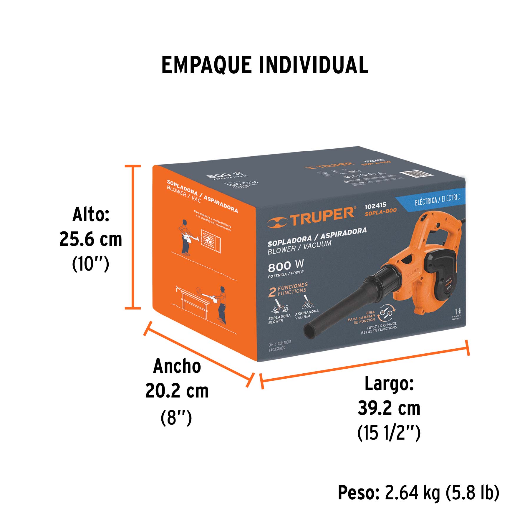 Sopladora/Aspiradora eléctrica 800 W, Truper