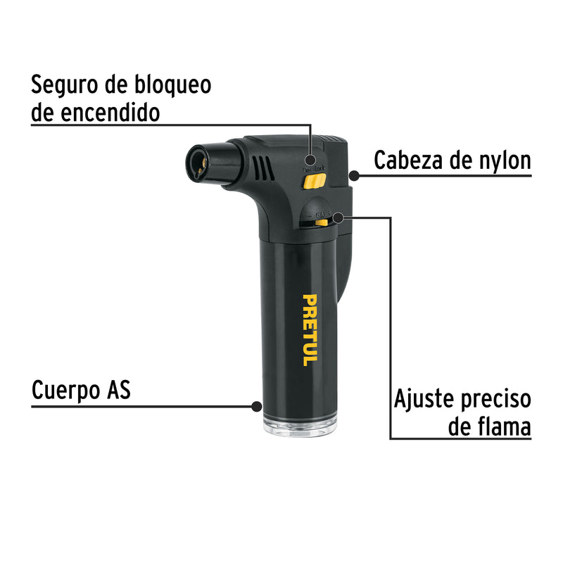 Mechero recargable para flamear alimentos de 42ml, PRETUL