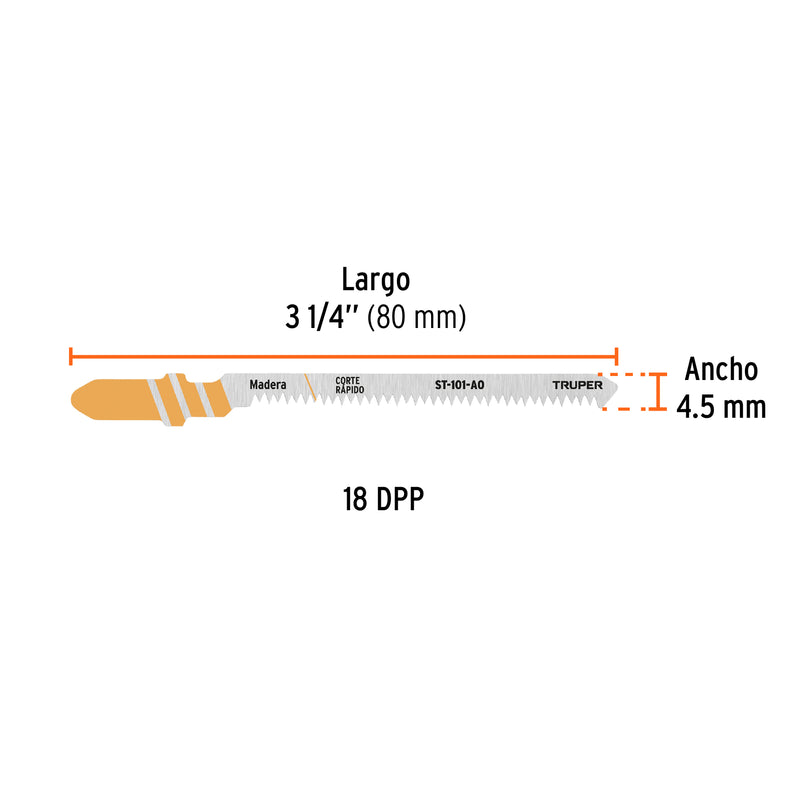 Blíster 5 seguetas T, 18 DPP HCS, corte curvo limpio/madera