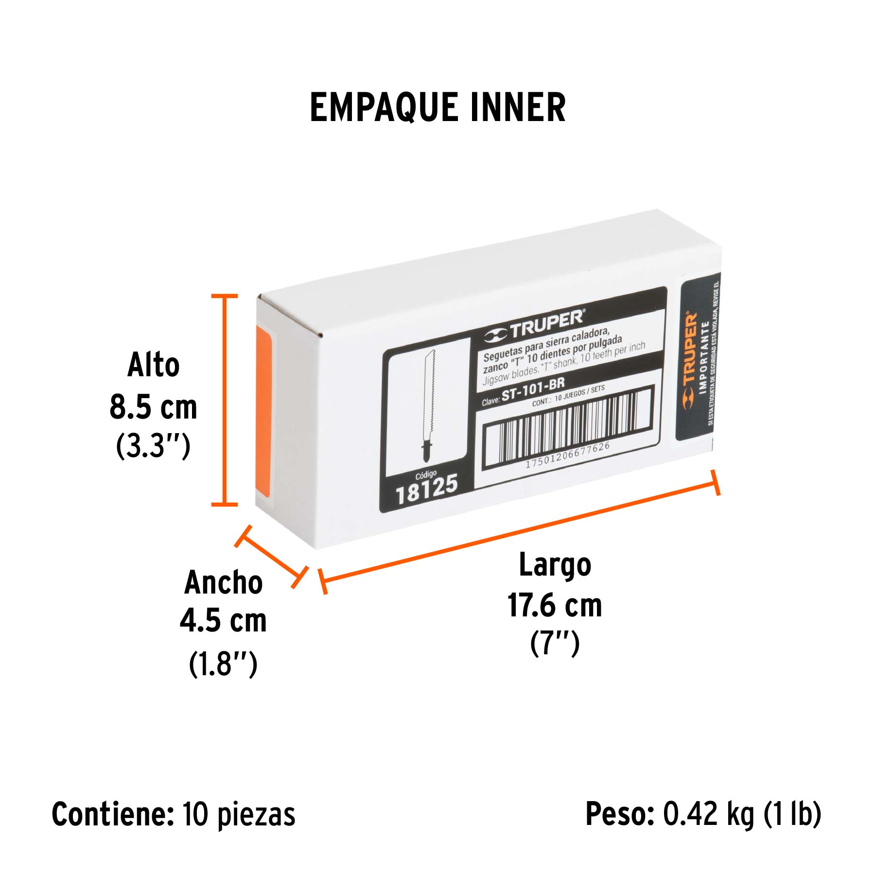Segueta caladora,cortes rectos triplay, zanco t,10dpp,5pzas