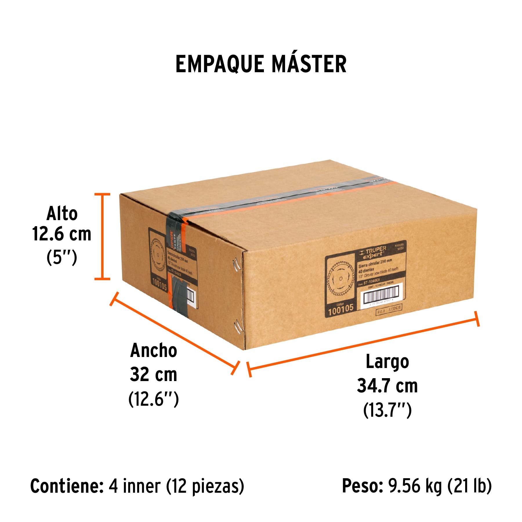 Disco sierra p/madera 10", 40dpp, centro 1", Expert