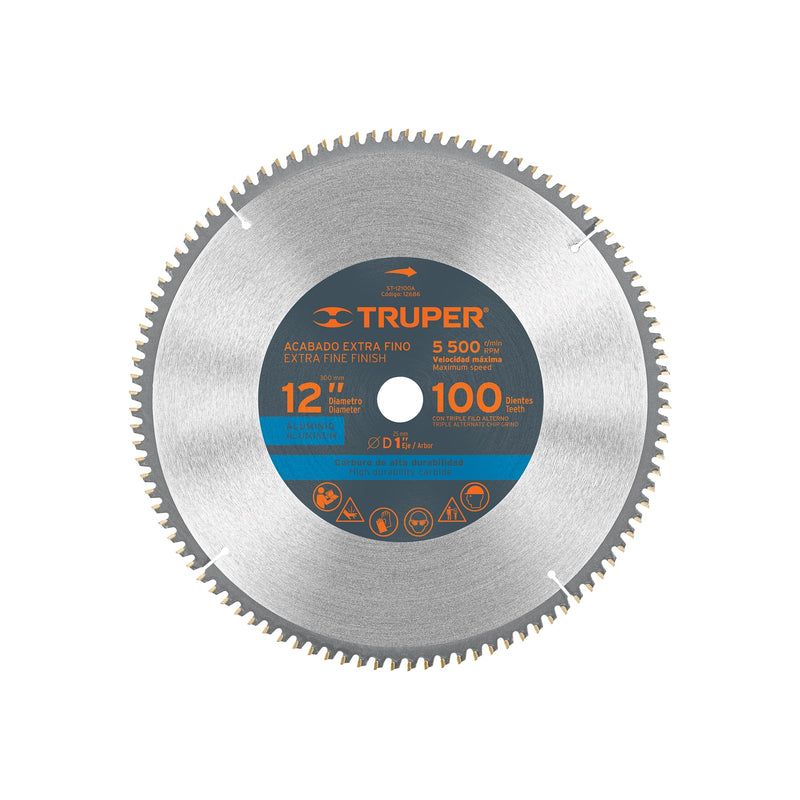 Disco sierra p/aluminio 12", 100 dientes, centro 1"