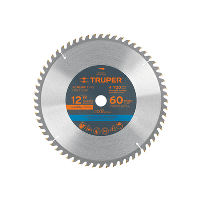 Disco sierra p/madera 12", 60 dientes, centro 1"