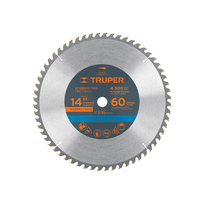 Disco sierra p/madera 14", 60 dientes, centro 1"