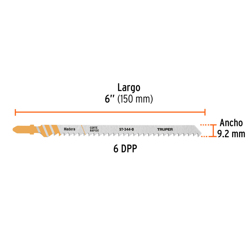 Blíster 5 seguetas T, 6 DPP HCS, corte recto rápido/madera