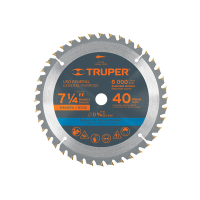 Disco sierra p/madera 7-1/4", 40 dientes, centro 5/8"