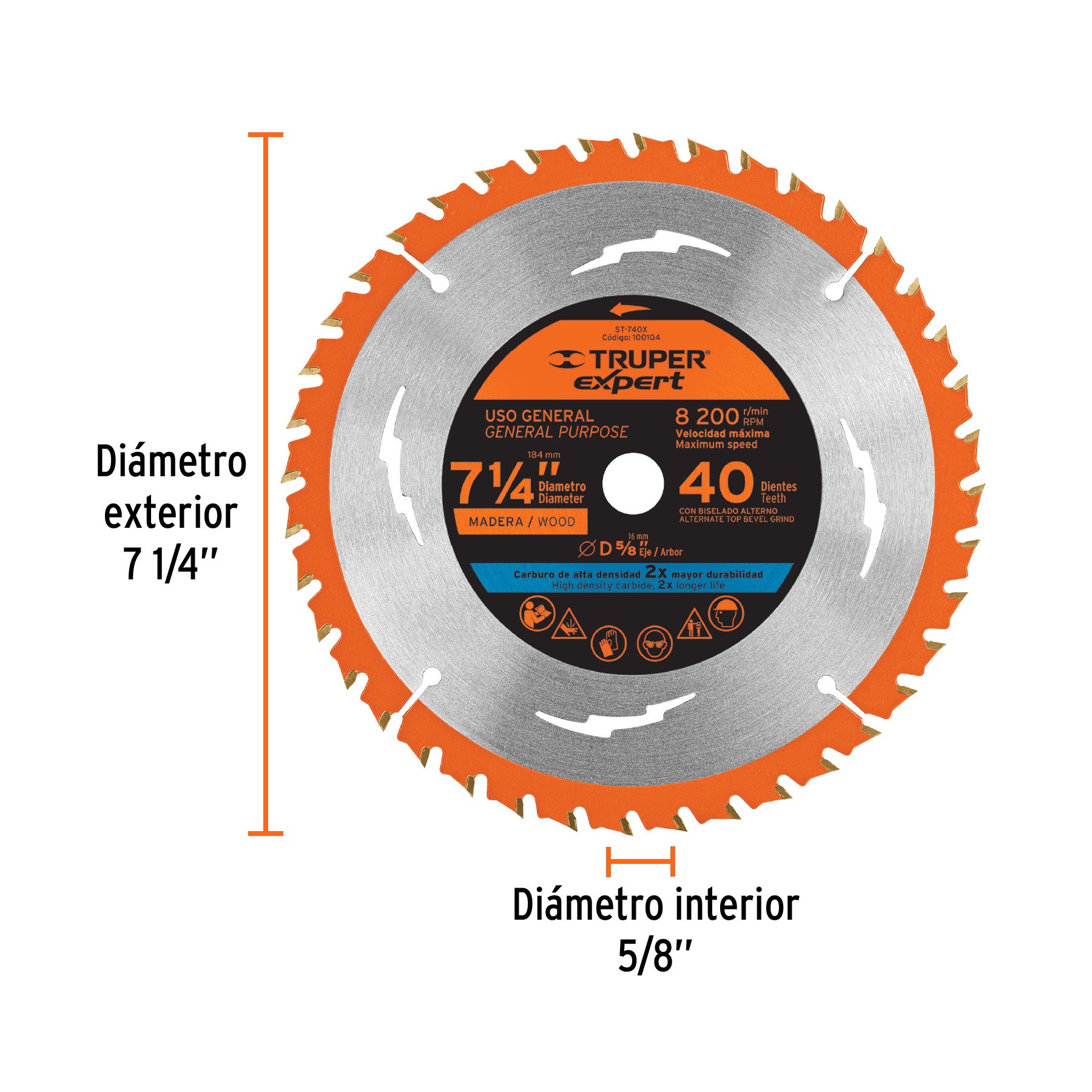 Disco sierra p/madera 7-1/4", 40dpp, centro 5/8",Expert