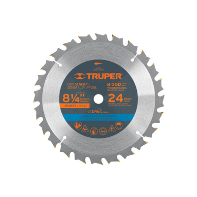 Disco sierra p/madera 8-1/4", 24 dientes, centro 5/8"