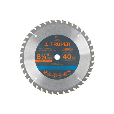 Disco sierra p/madera 8-1/4", 40 dientes, centro 5/8"