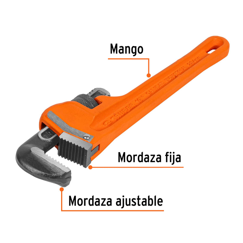 Llave para tubo, stilson, 10"