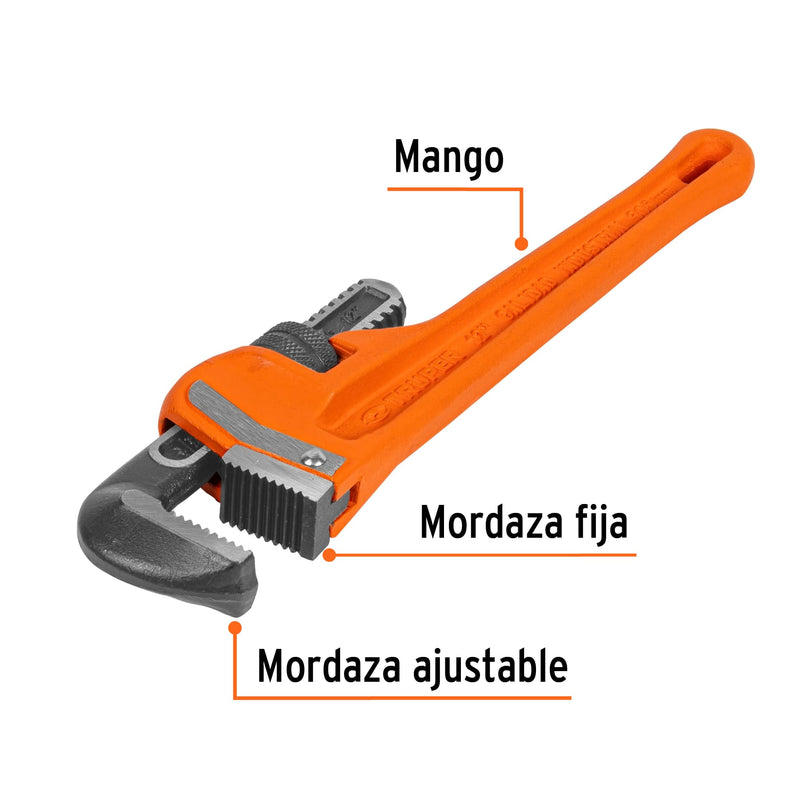 Llave para tubo, stilson, 12"