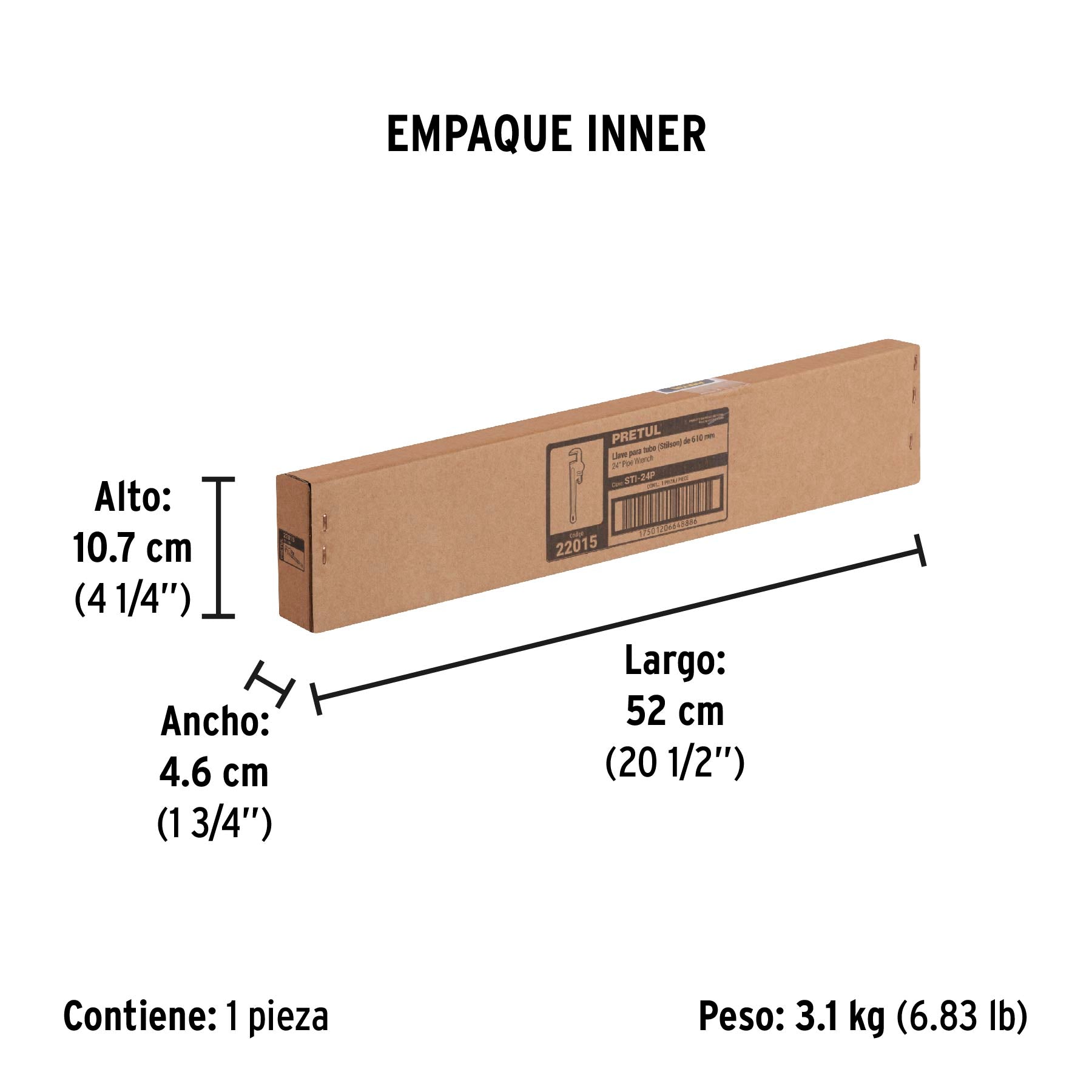 Llave para tubo, stilson, 24", pretul