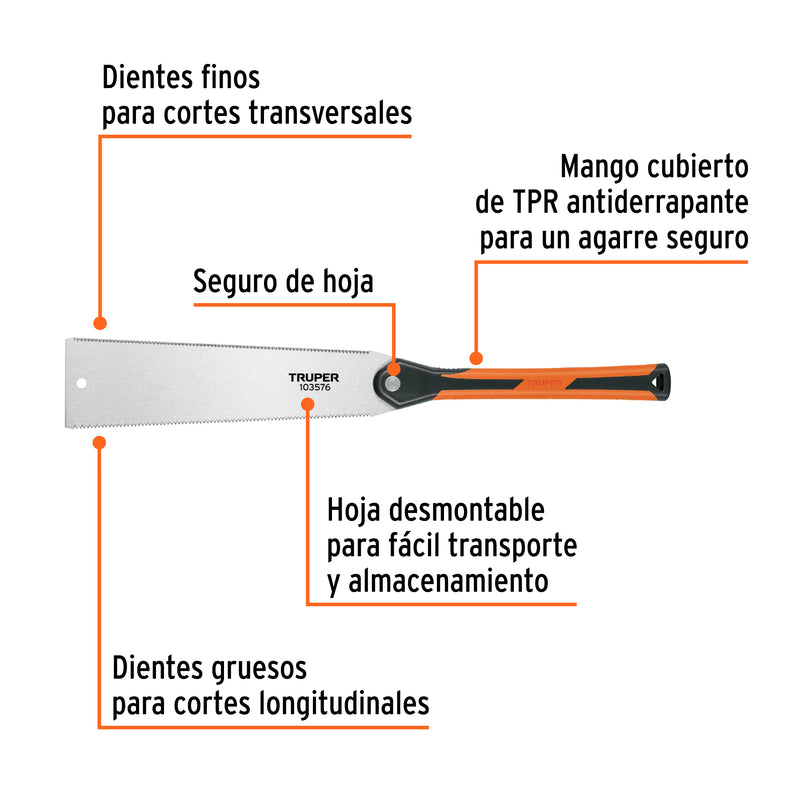 Serrucho tipo japonés de 12' mango comfort grip, Truper