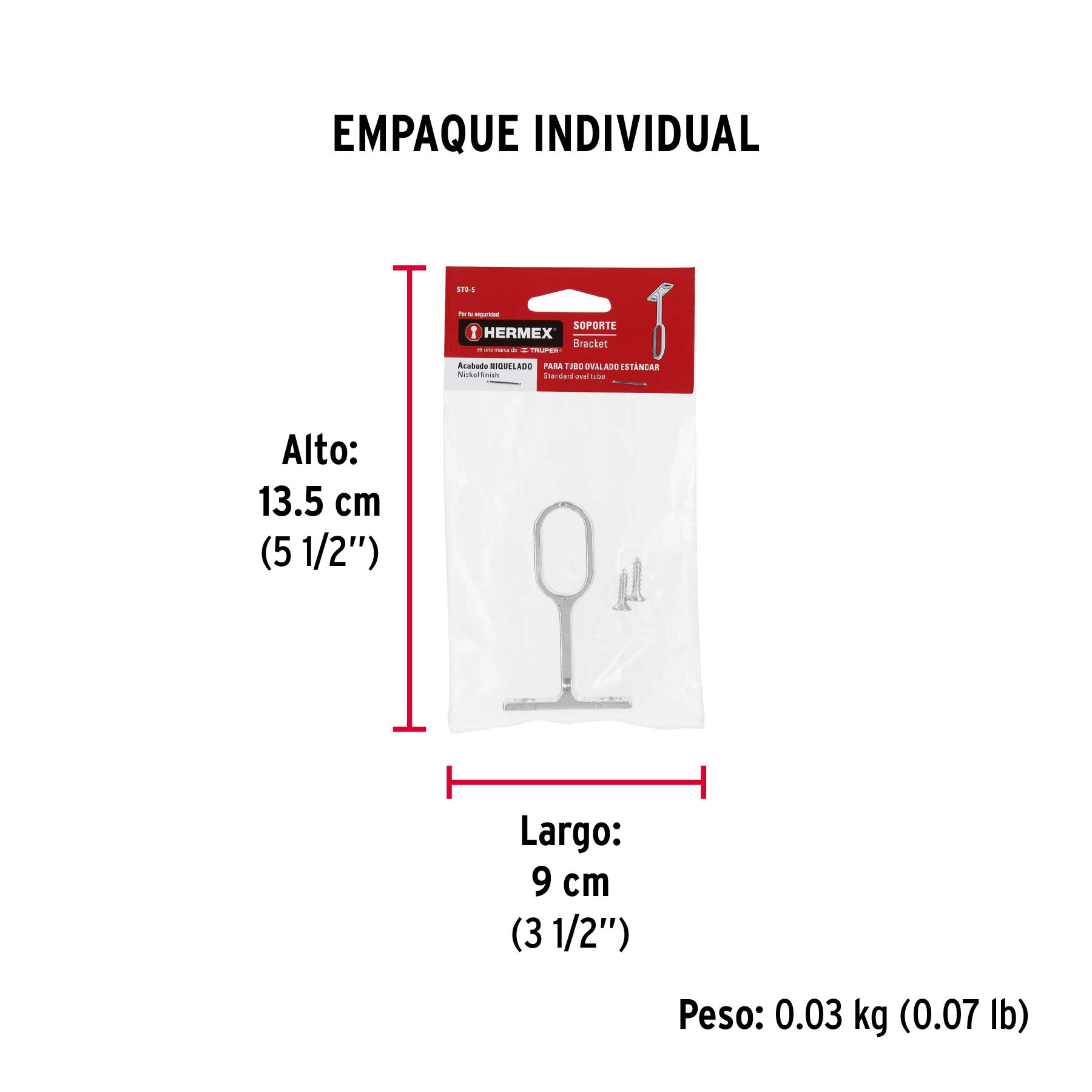 Soporte central para tubo ovalado de closet