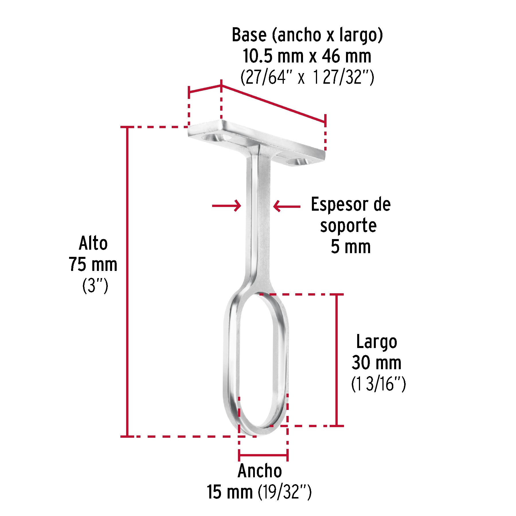 Soporte central para tubo ovalado de closet