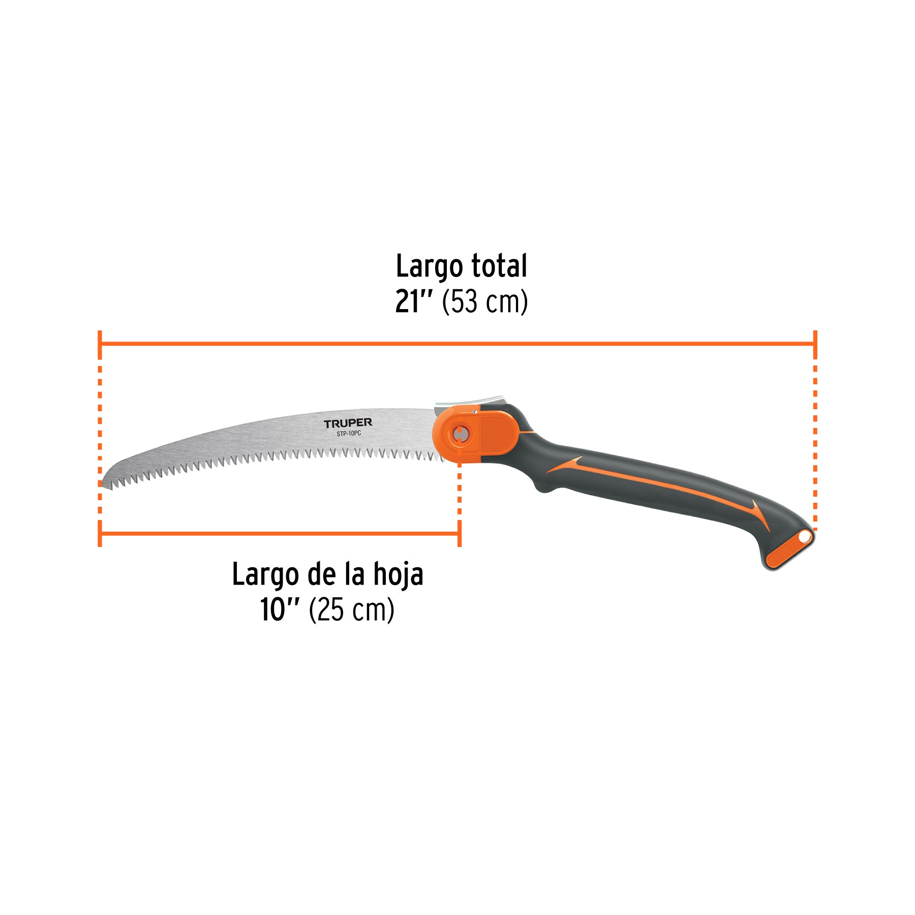 Serrucho poda 10", plegable, hoja curva, comfort grip,7DPP