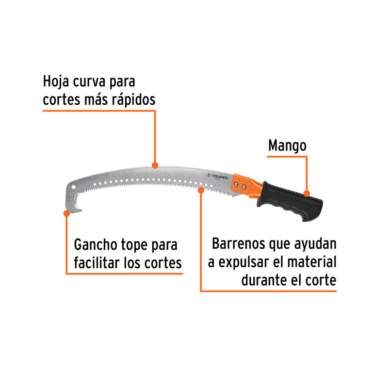 Serrucho de poda 16", con gancho, 5 DPP