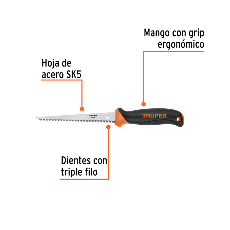 Serrucho para plafón y muros de yeso, 6"