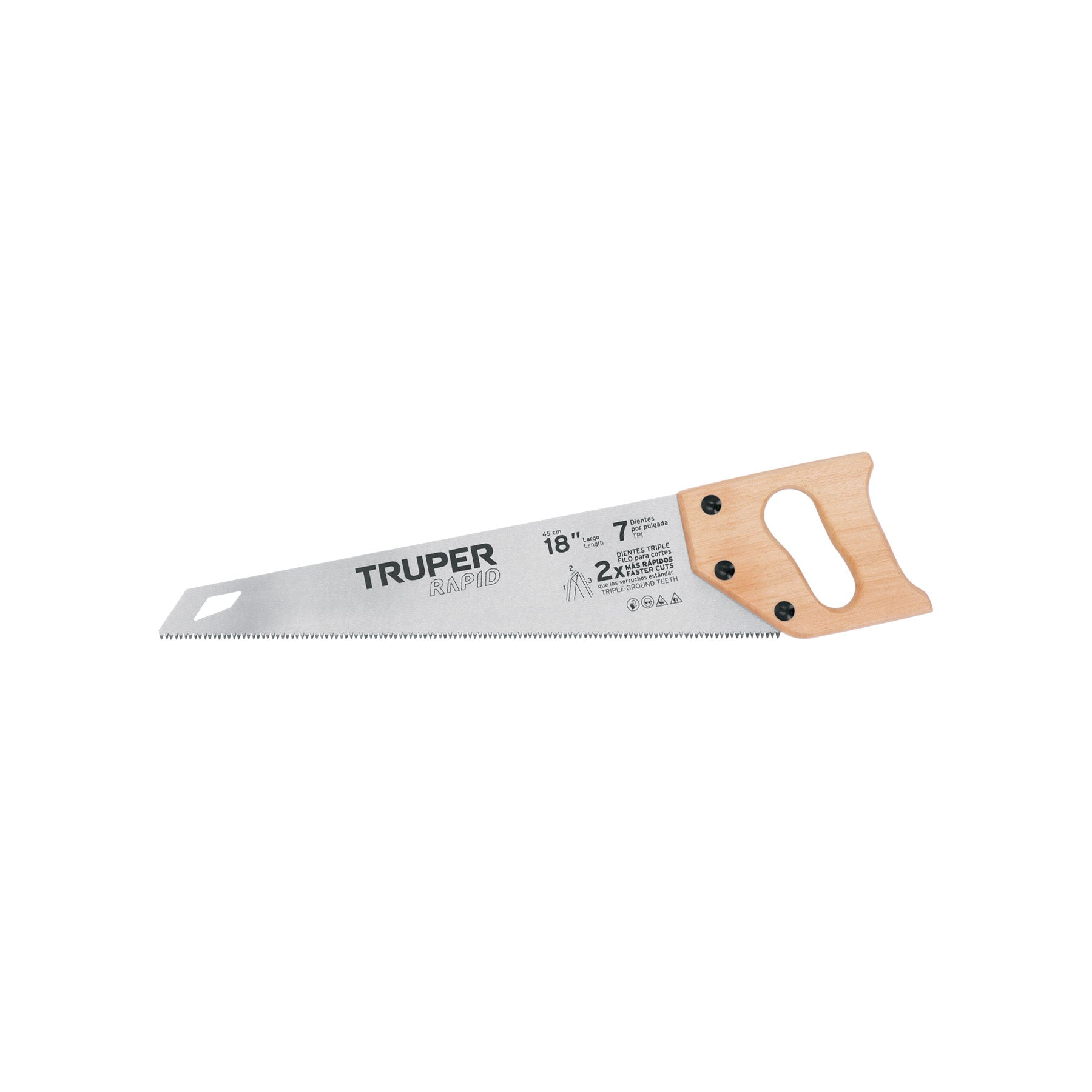 Serrucho Rapid 18', 7 DPP, mango de madera, Truper