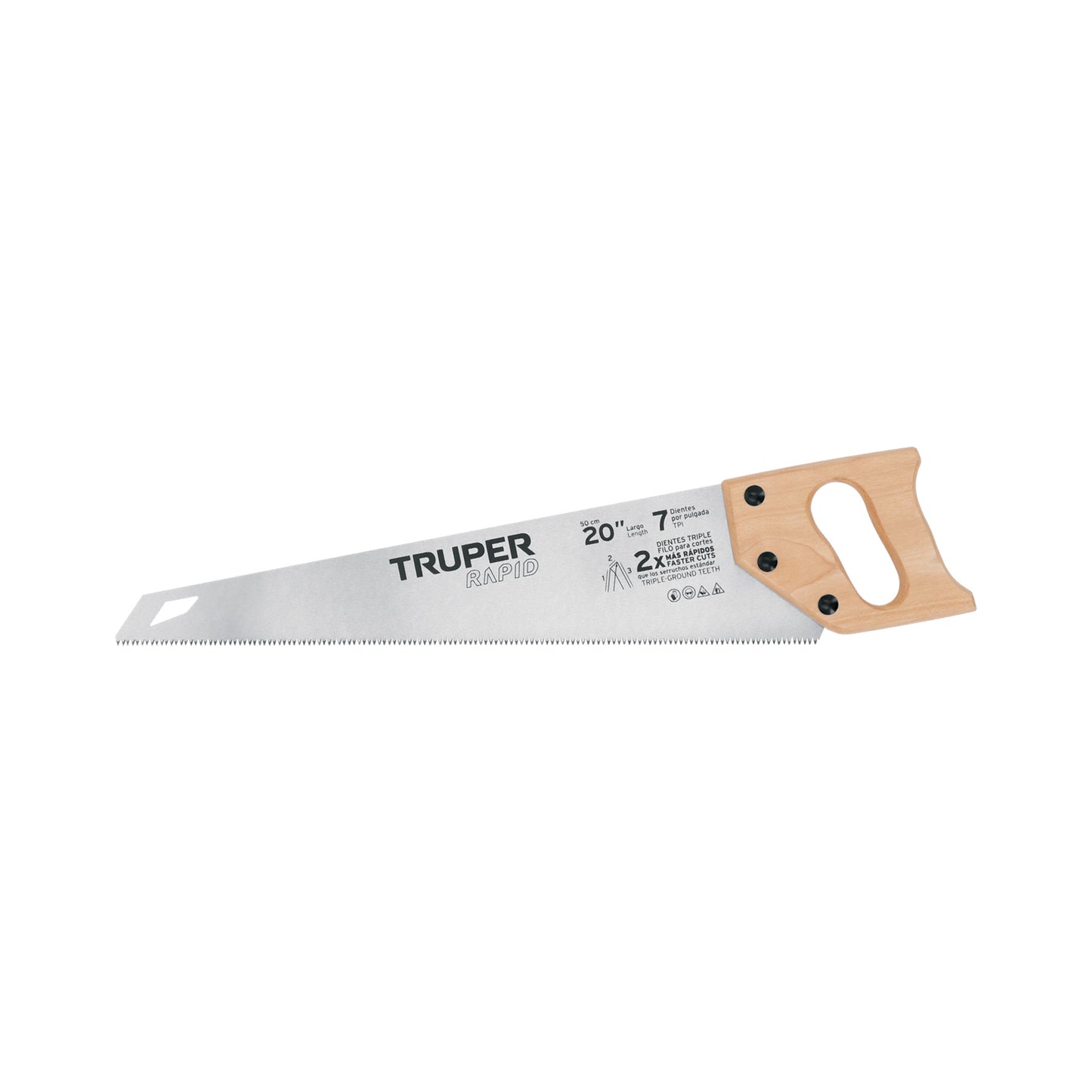 Serrucho Rapid 20', 7 DPP, mango de madera, Truper