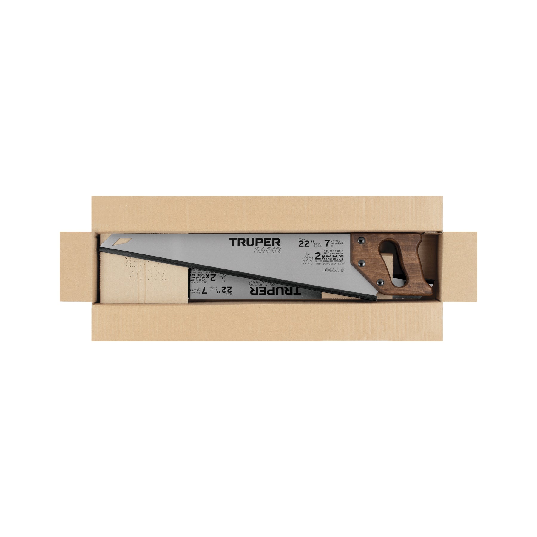 Serrucho Rapid 22', 7 DPP, mango de madera, Truper