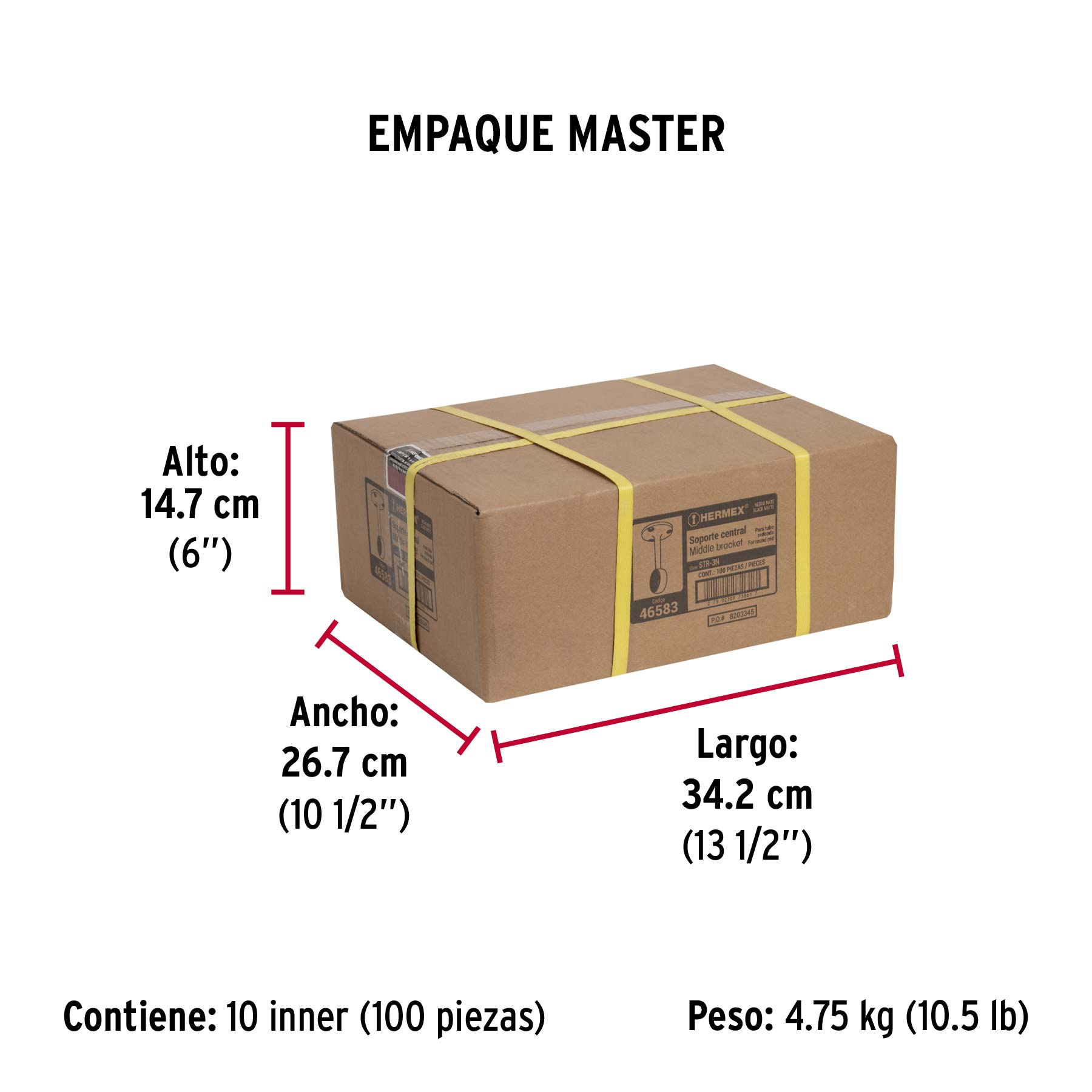 Soporte negro para tubo redondo de closet, HERMEX