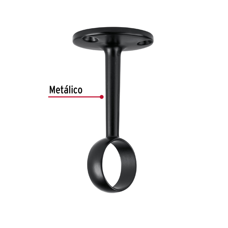 Soporte negro para tubo redondo de closet, HERMEX