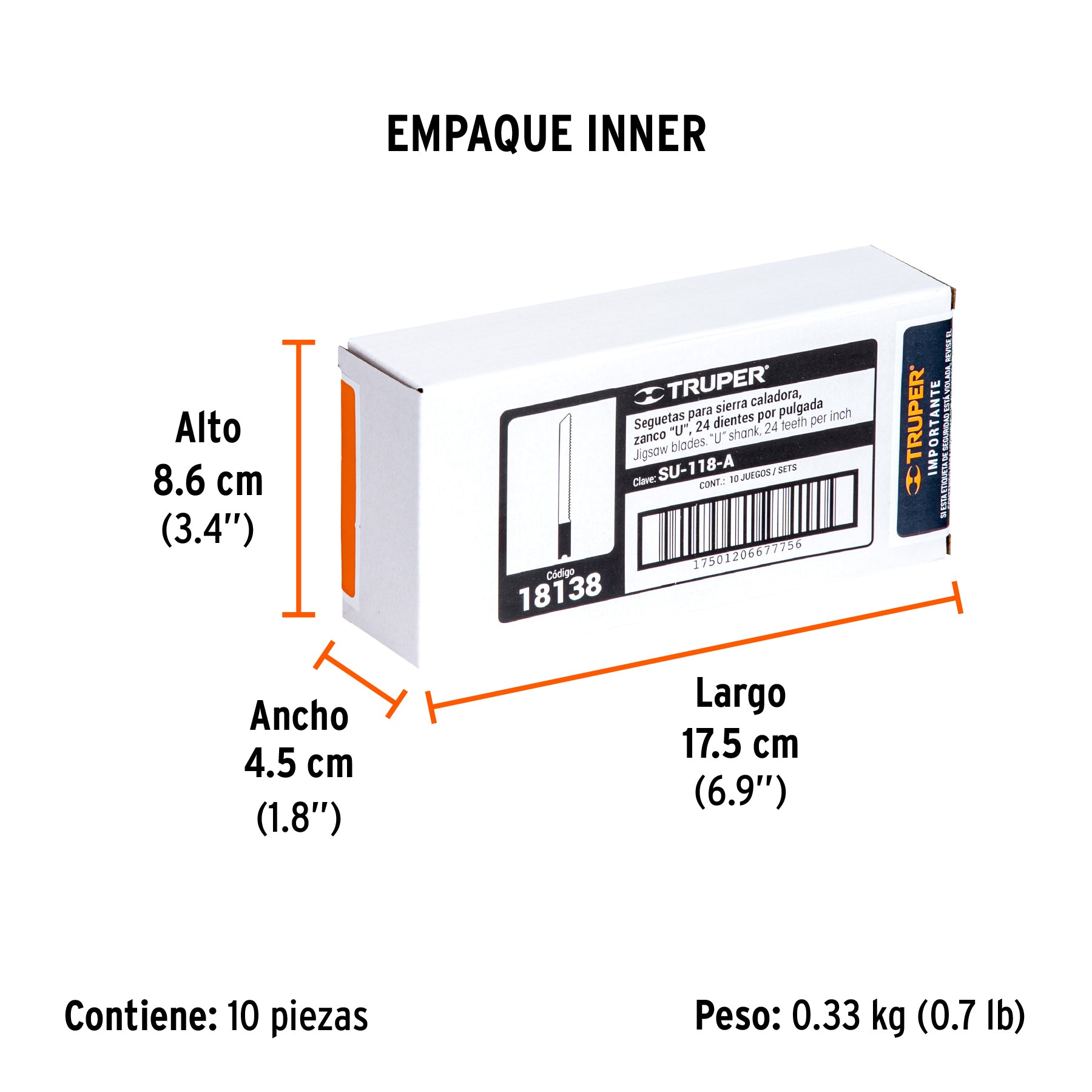Segueta caladora,cortes rectos metal,zanco u,24dpp,5 pzas