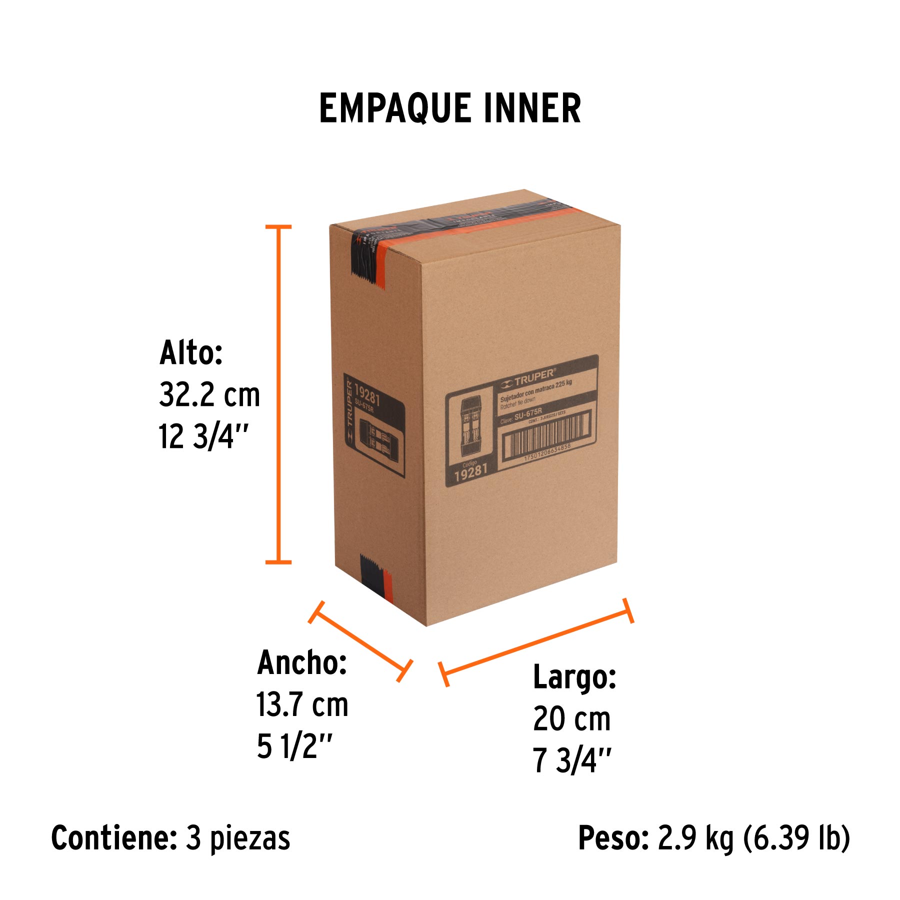Sujetadores con matraca, carga máxima 675 kg, 2 piezas