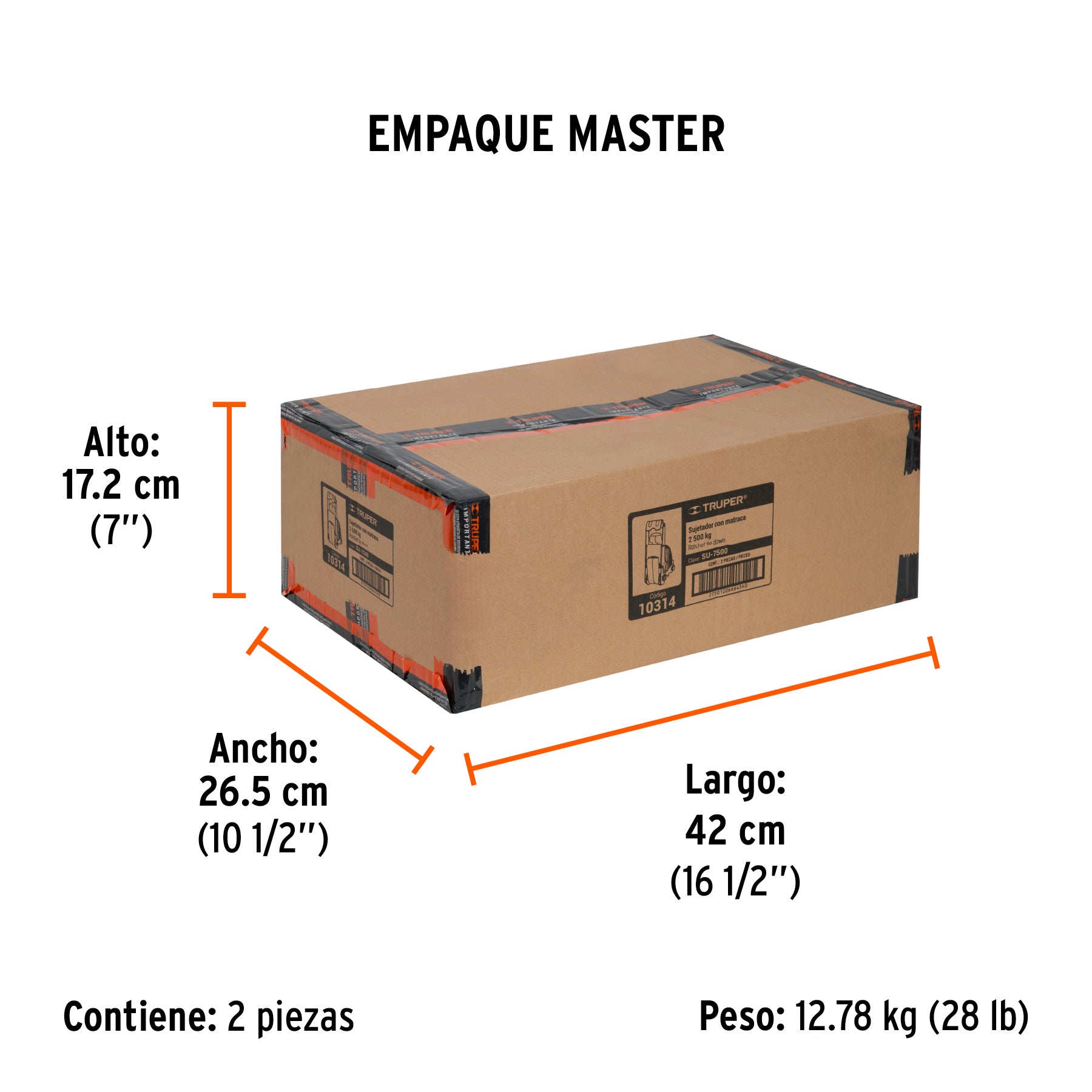 Sujetadores con matraca, carga máxima 6000 kgs