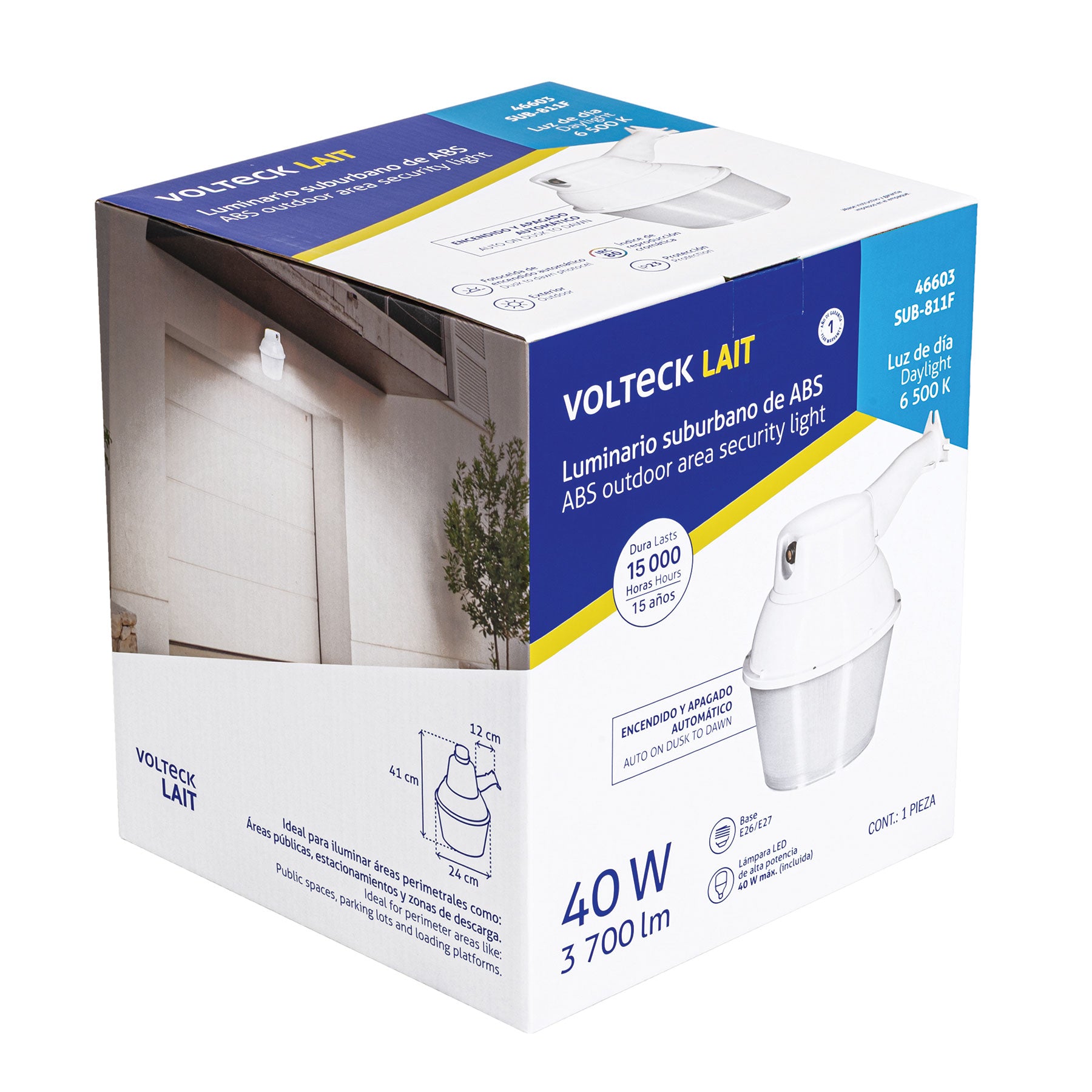 Suburbano estándar con fotocelda, 65W, 6500K, Fluorescente