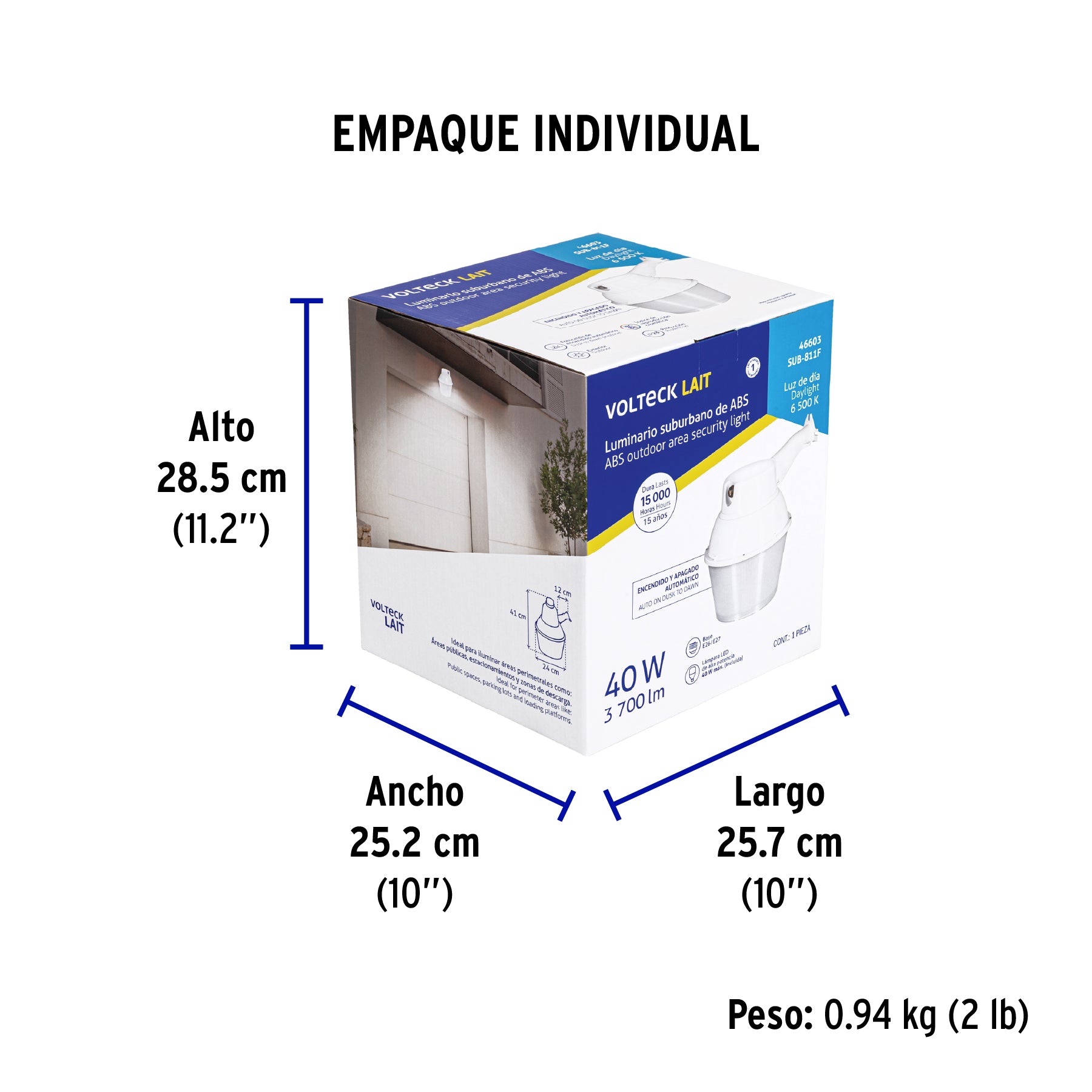 Suburbano estándar con fotocelda, 65W, 6500K, Fluorescente