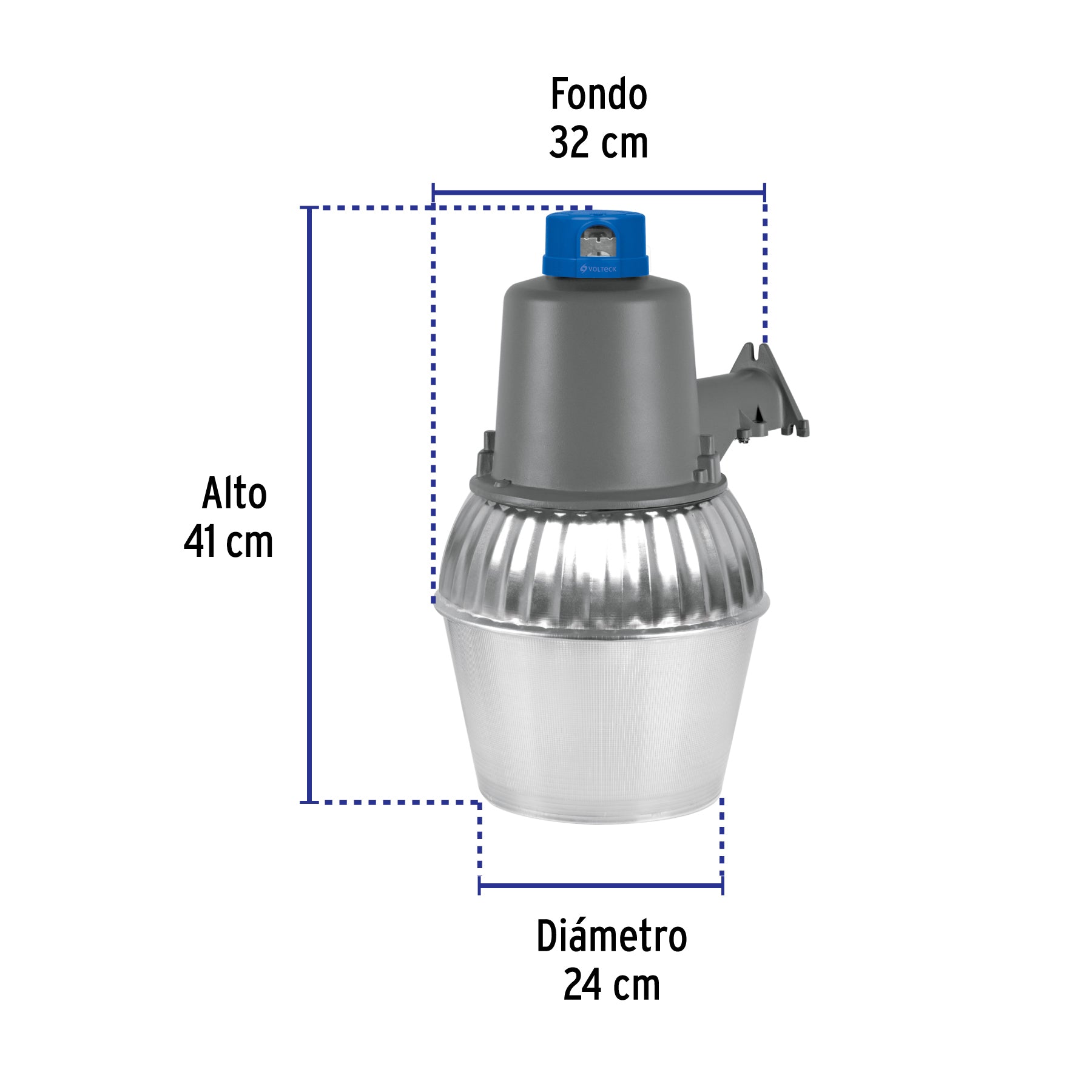 Suburbano metálico con fotocelda, 45W, 6500K, Fluorescente