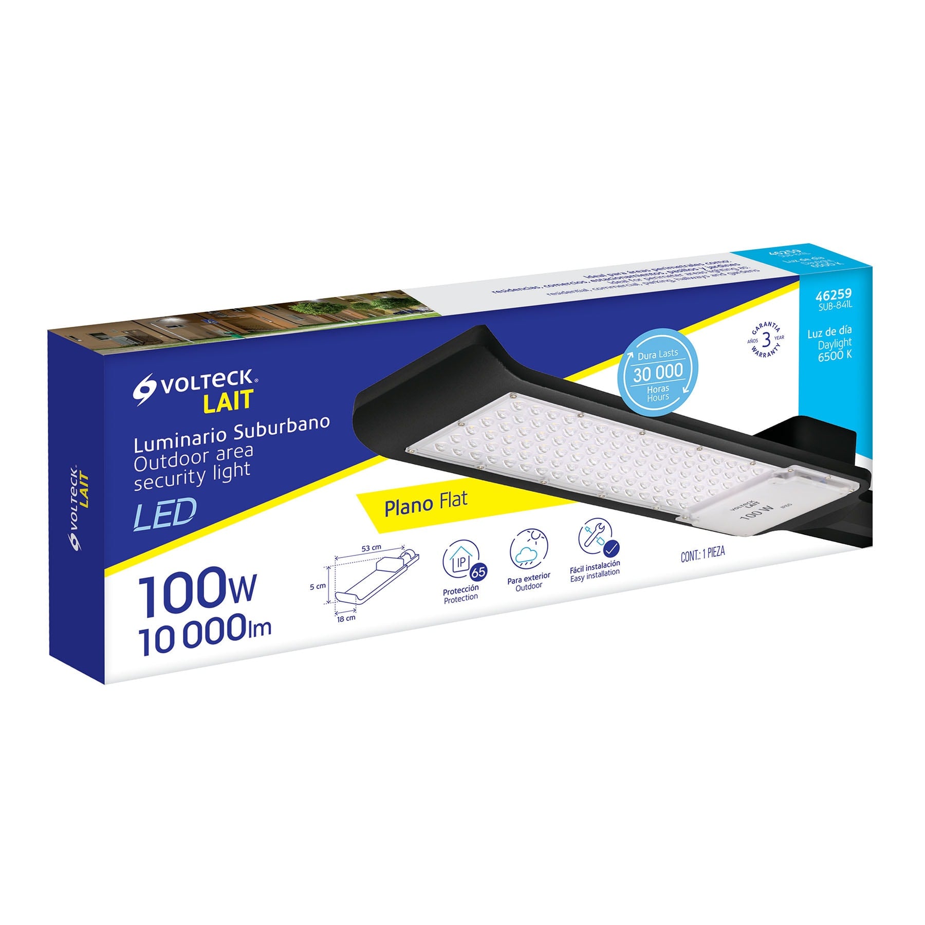 Luminario suburbano de LED, plano, de aluminio, 100 W
