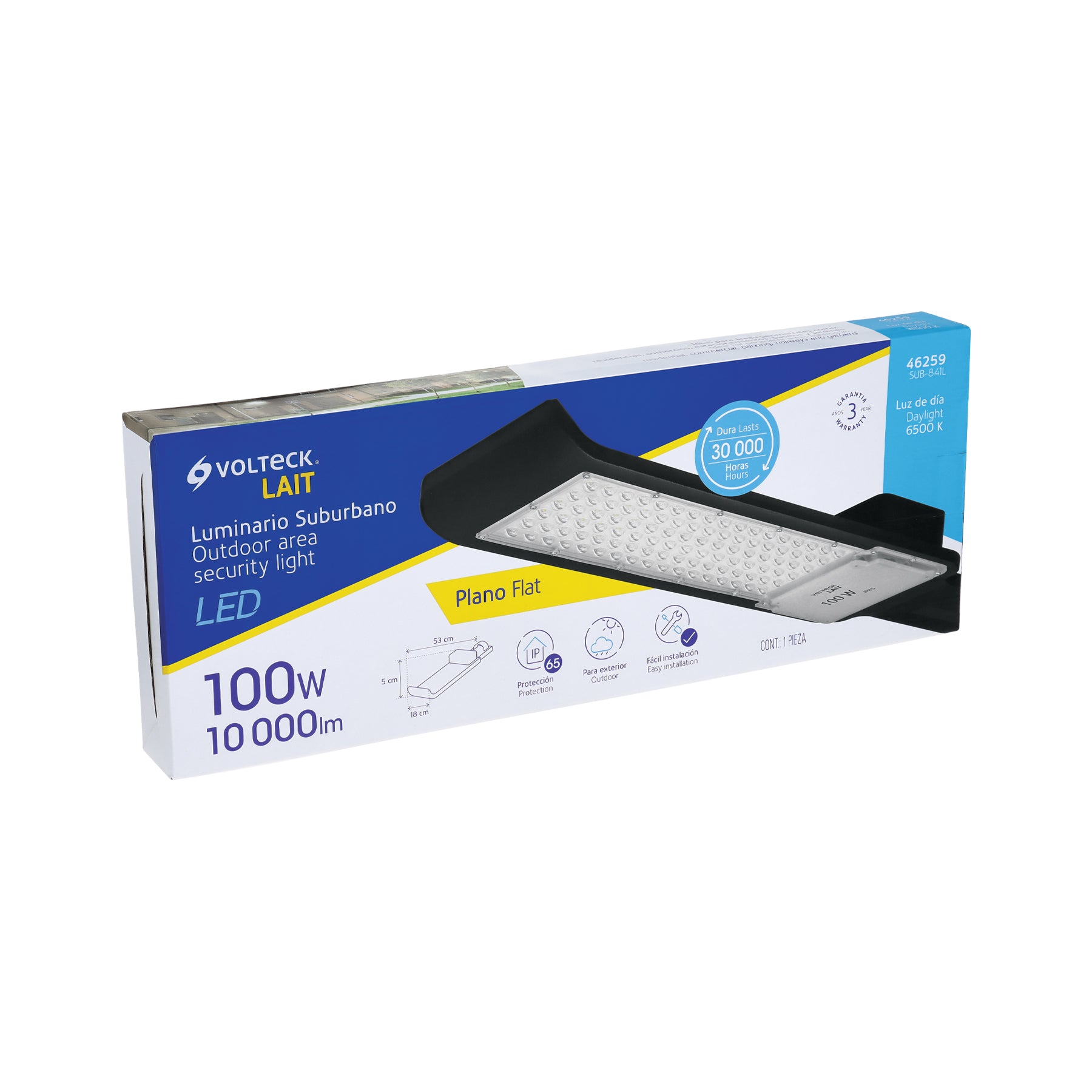 Luminario suburbano de LED, plano, de aluminio, 100 W