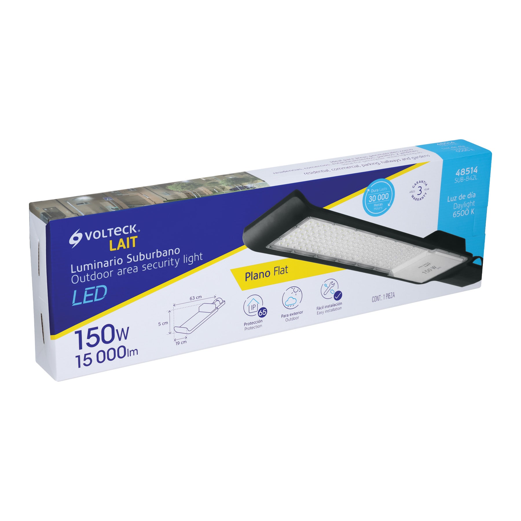 Luminario suburbano plano de LED 150 W alta intensidad