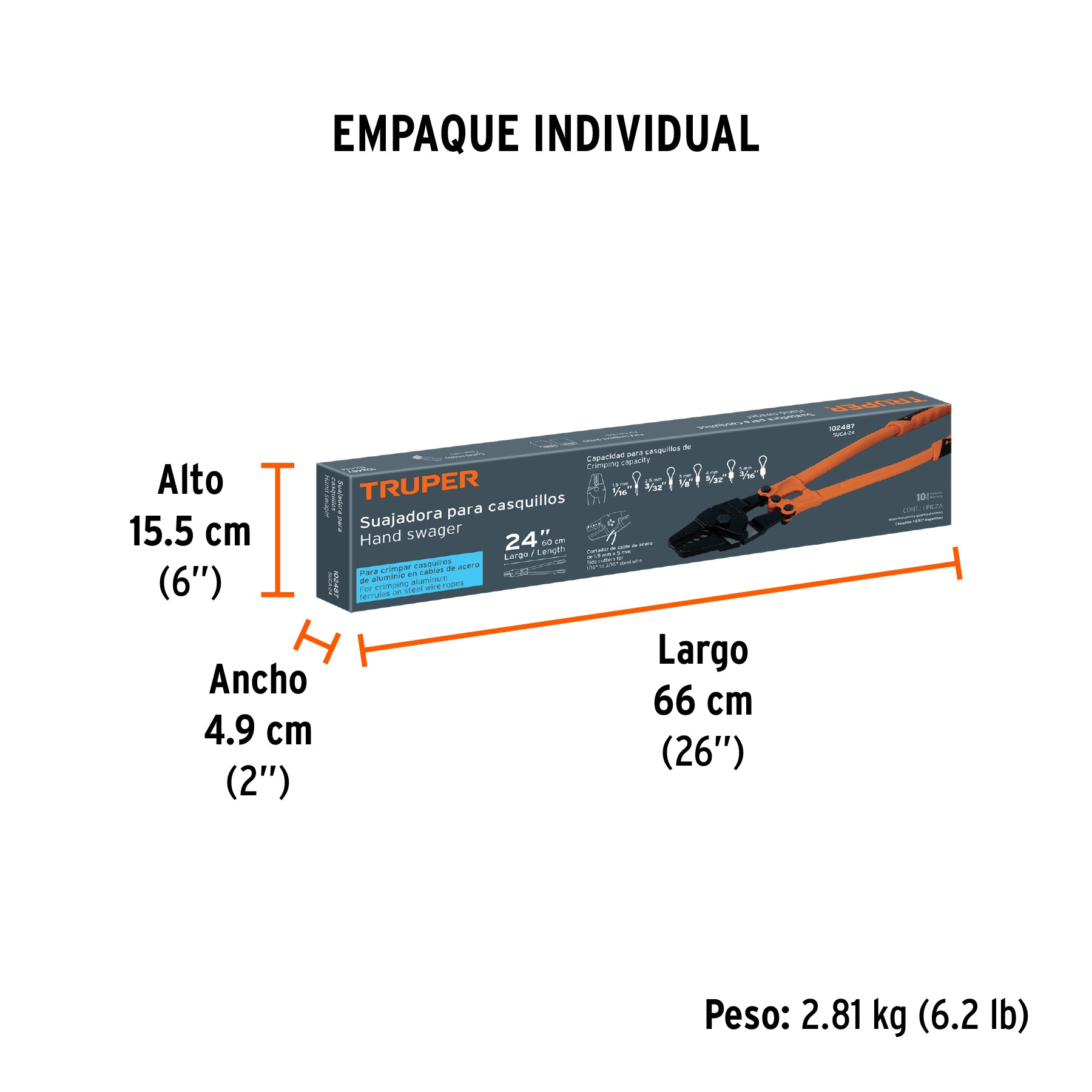 Suajadora 24' para casquillos con cortador de cable, Truper
