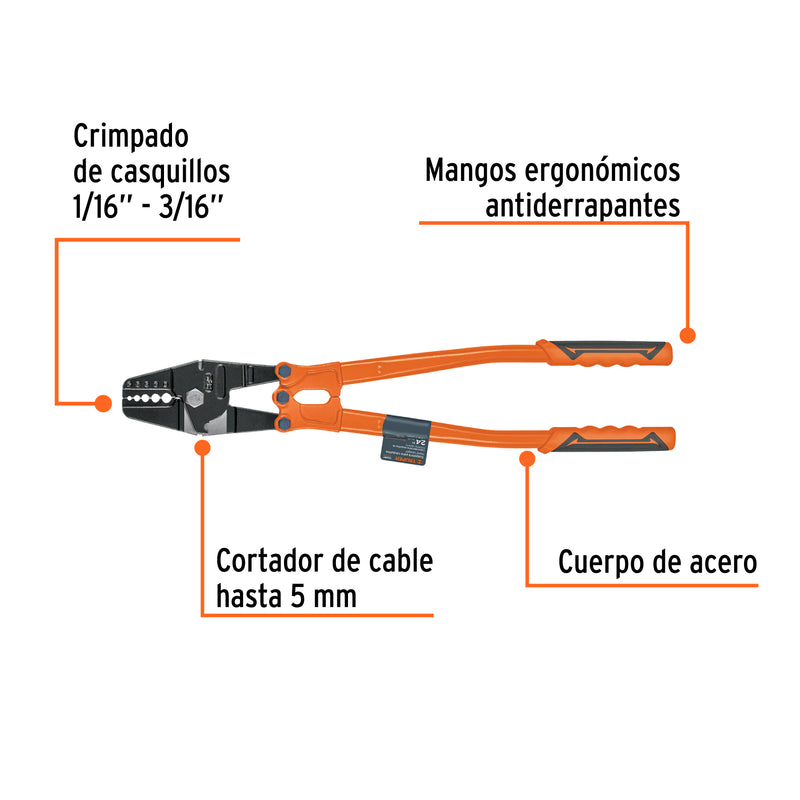 Suajadora 24" para casquillos con cortador de cable, TRUPER