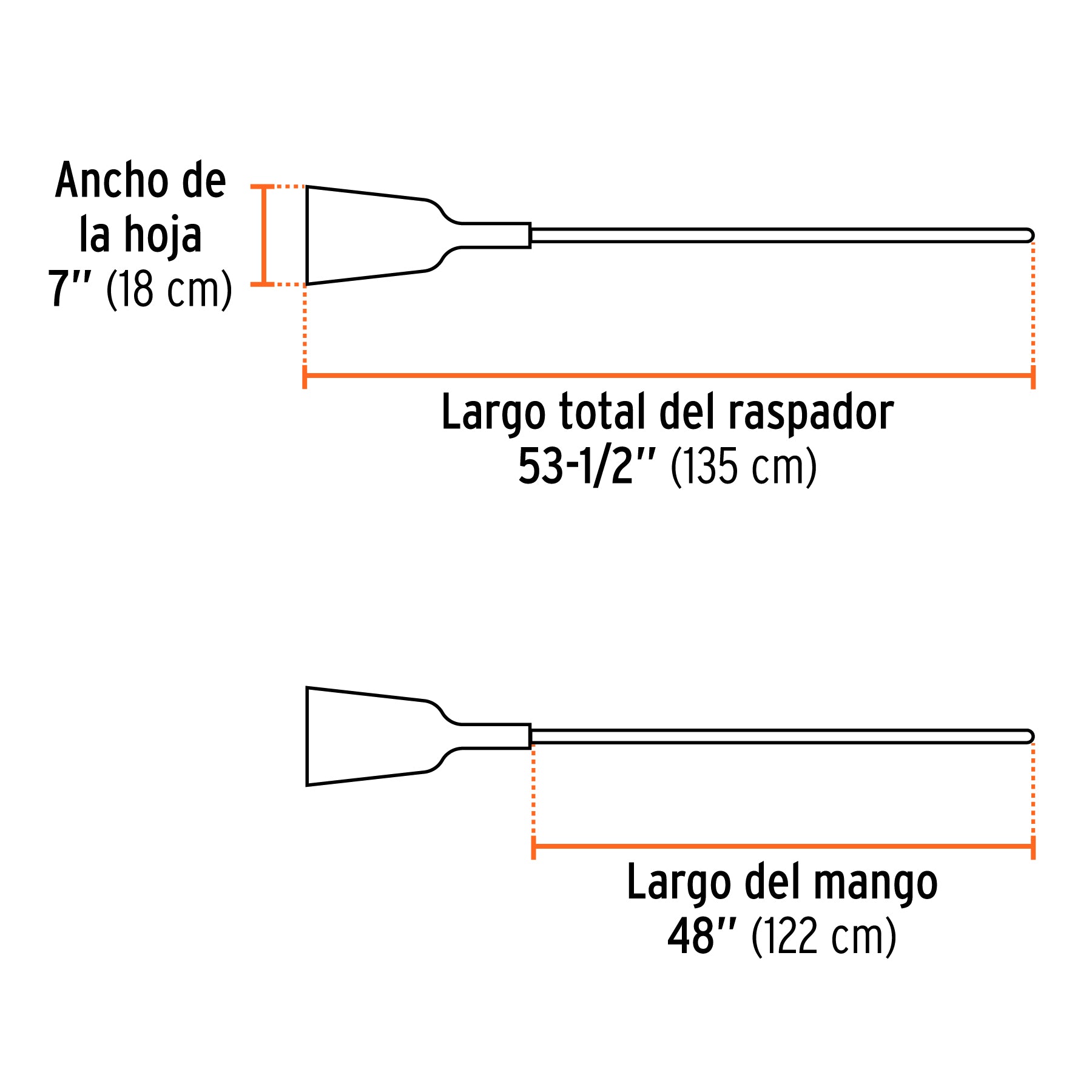 Raspador forjado de 7', mango de 48', Truper